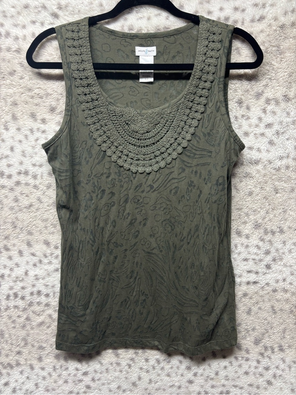 Y2K JACLYN SMITH SHEER CROCHET TRIM TANK